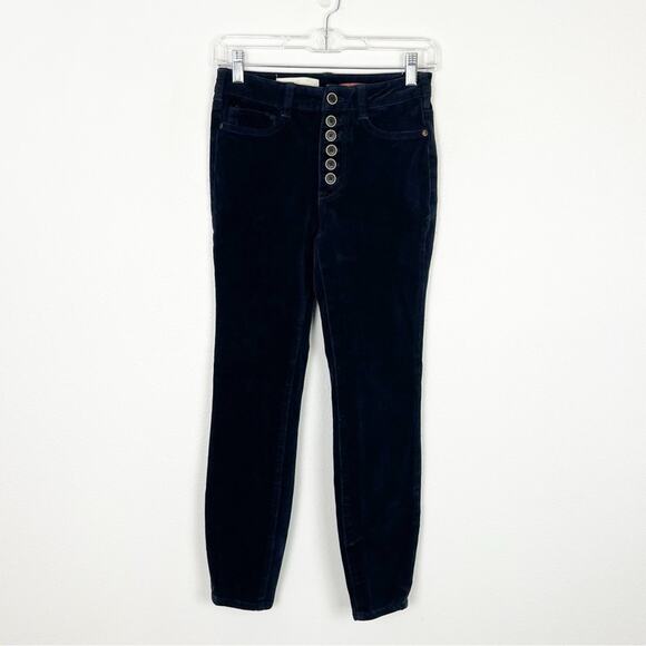 Anthropologie Pilcro Corduroy Jeans Pants Navy High Rise Skinny Button Fly 26 - Picture 2 of 9